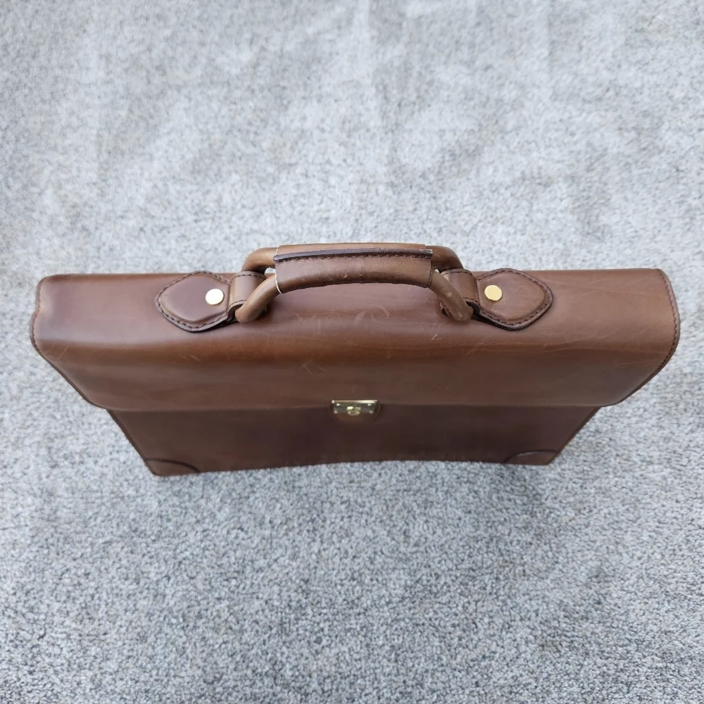 Vintage Heavy Leather COLE HAAN Executive CEO Lawyer Briefcase Brown Bag ITALY